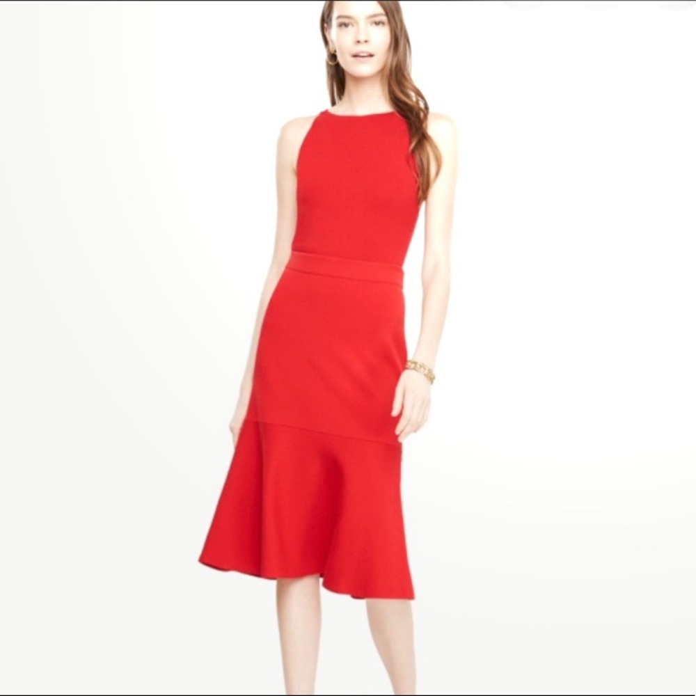 Ann Taylor Flare Red Skirt